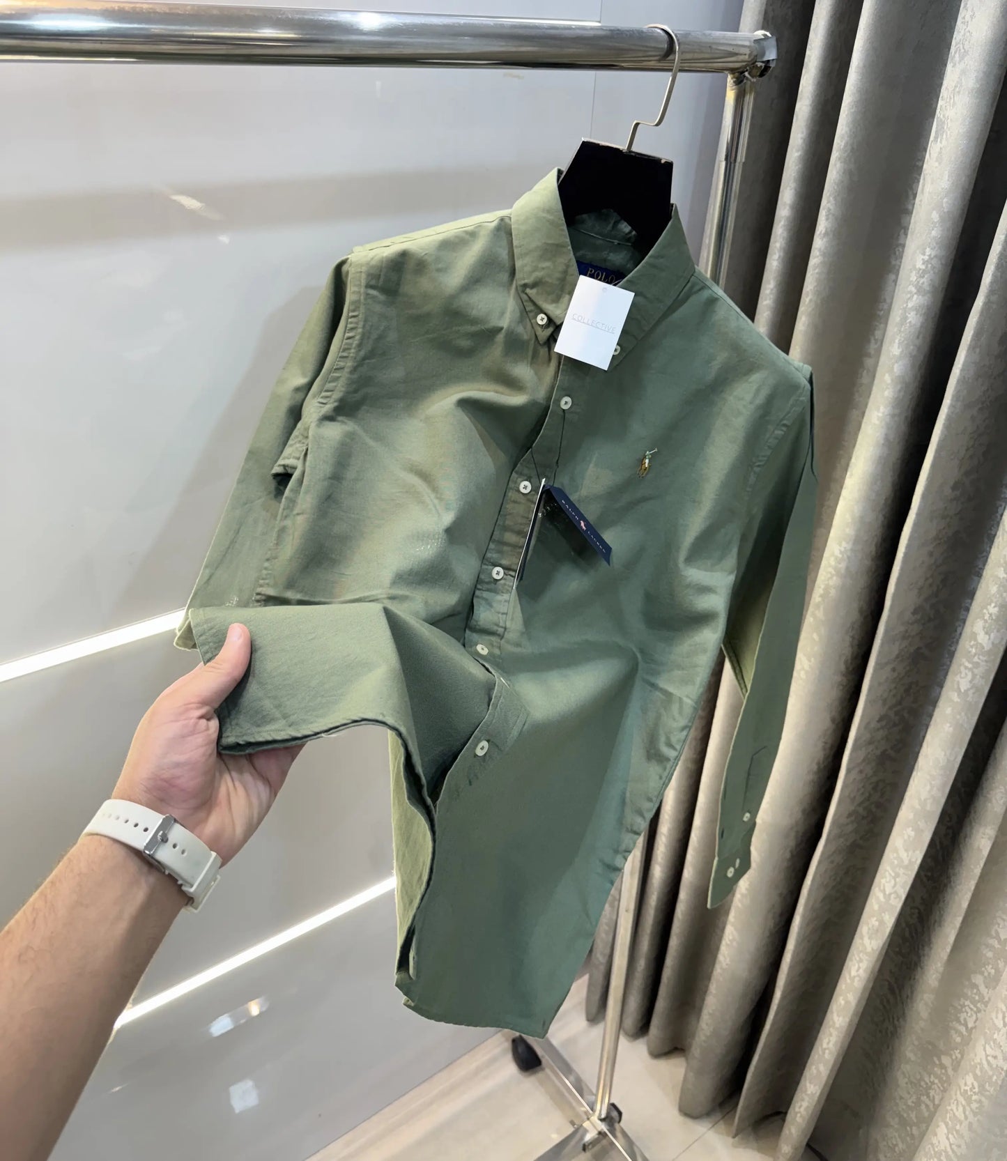 Ralph Lauren Olive Embroidery Logo Classic Shirt