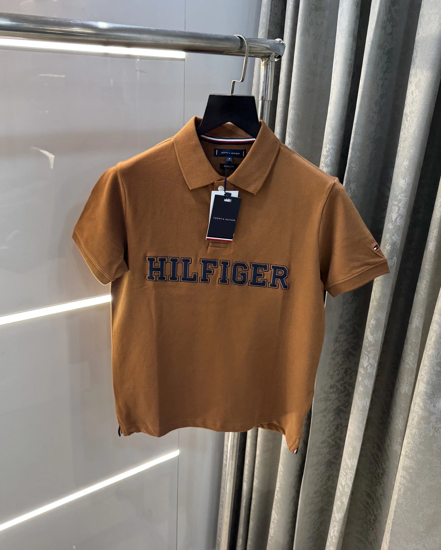Tommy Hilfiger Brown Logo Work Premium Polo T-Shirt