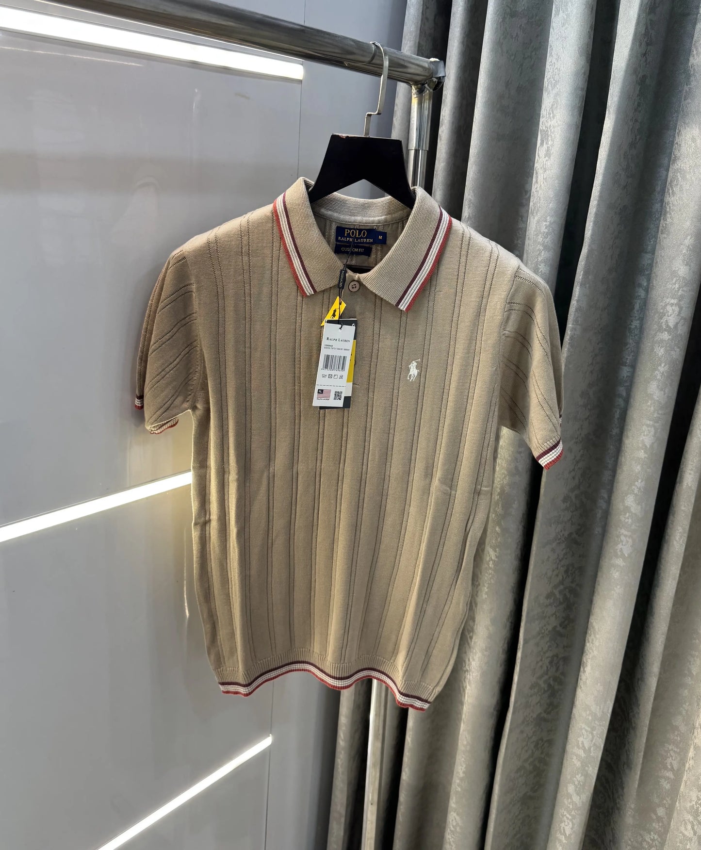 Ralph Lauren Beige Premium Knitted Polo T-Shirt