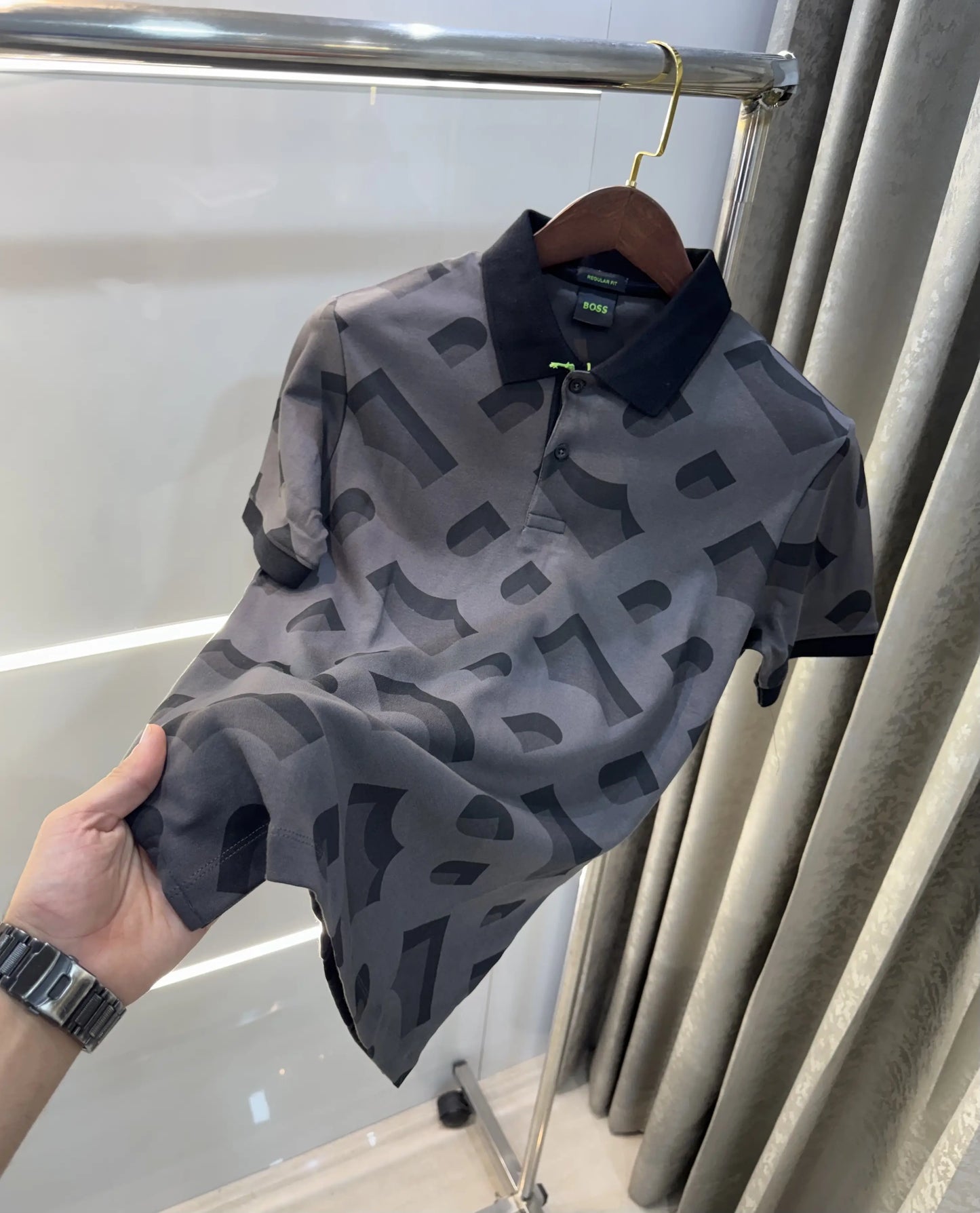 Hugo Boss Grey Premium Polo T-shirt