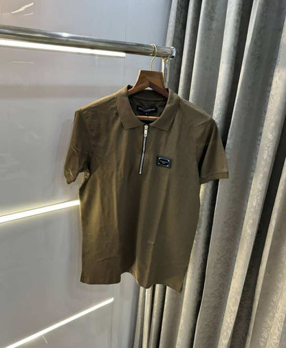 Dolce&Gabbana Coffee A Steel Logo Imported Polo T-Shirt With Box Packing