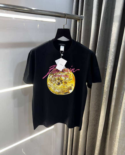 Balmai n Paris Black Logo Print Imported Oversized T-Shirt