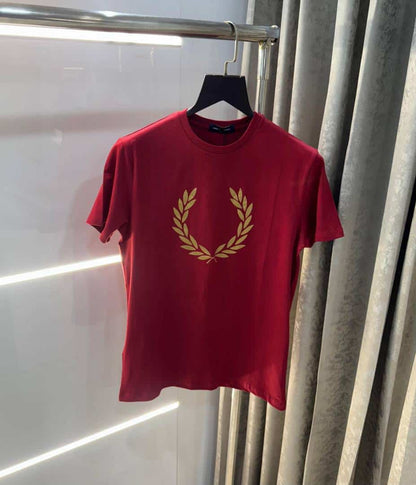Fredperry Maroon Logo Print Imported T-Shirt