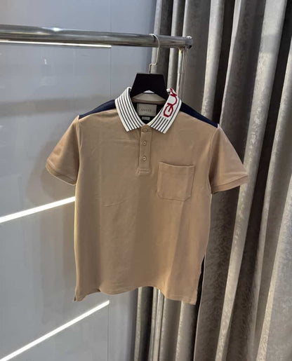 Gucc i Light Brown Collar Look Imported Polo T-Shirt