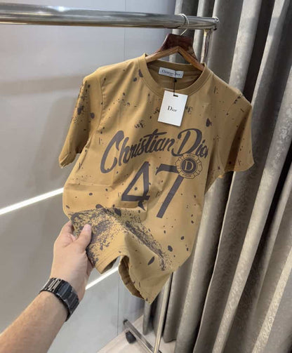 Christian Dio r Beige Printed Imported T-Shirt