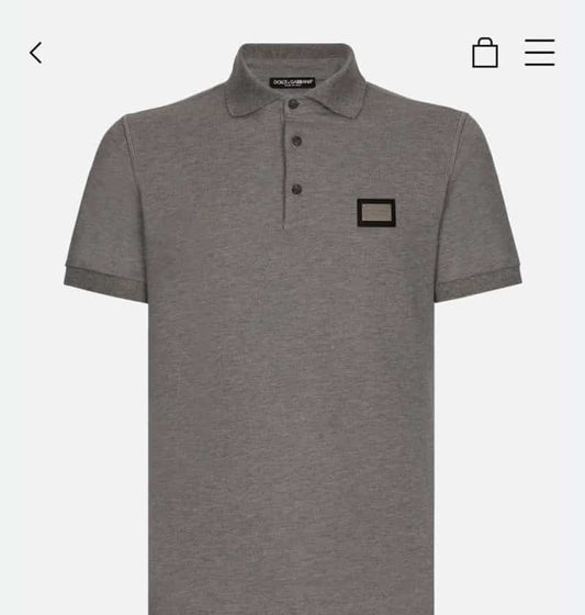 Dolce&Gabbana Grey Steel Logo Imported Polo T-Shirt