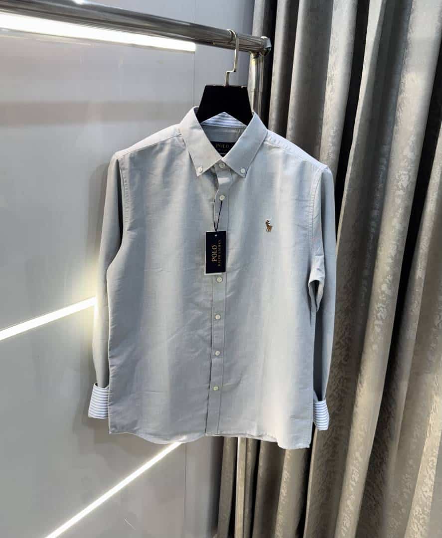 Ralp h Lauren Light Grey Premium o·Xfor d Shirt