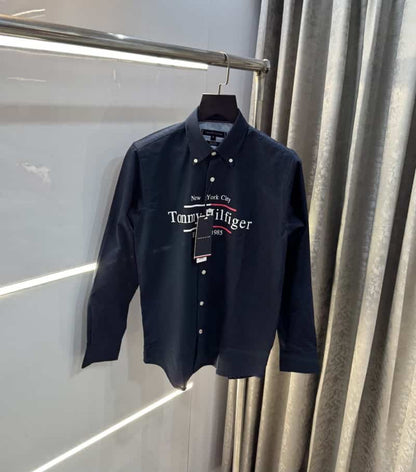 Tomm y Hilfiger Navy Blue Logo Print Premium Shirt