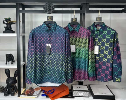 Christian Dio_r Monogram Print Imported Shirt With Premium Farfetch Box Packing