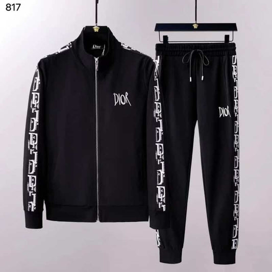 Christian Dio r Black Embroidery Logo Designer Imported Luxury Tracksuit