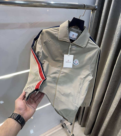 Moncle r Beige Logo Work Imported Premium Bomber Jacket
