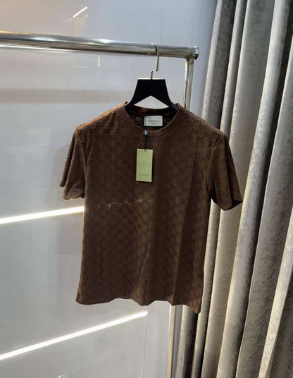 Gucc i Brown EmBO-s$ed MonogR..4M Imported T-Shirt