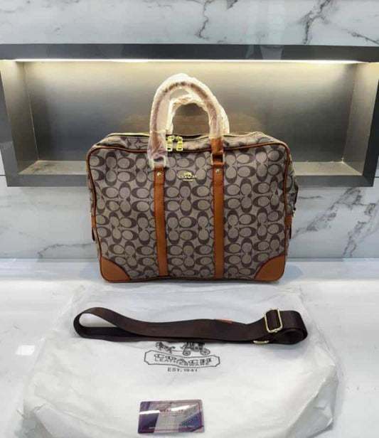 Coac h Beige Monogram Lu·xury Laptop Bag