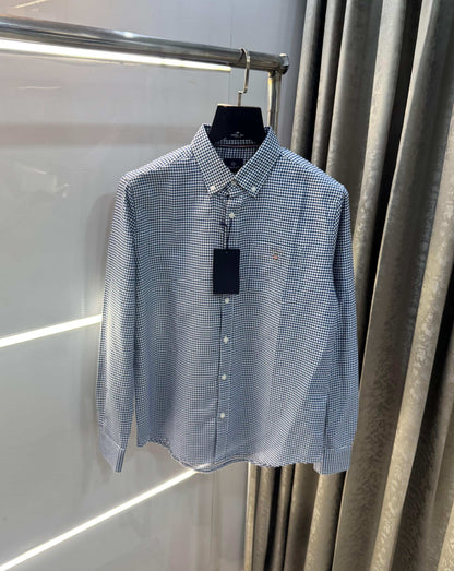 Gant Blue Small Checks Premium Classic Shirt
