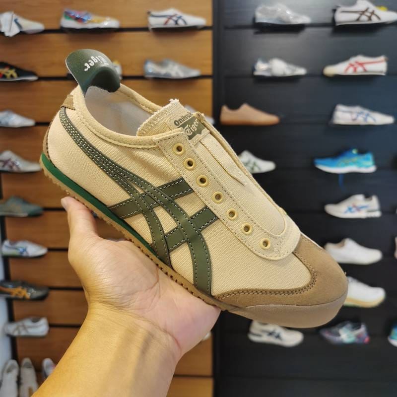 Onitsuka Tiger Mexico 66 Slip On Beige Grass Green For Mens (D-1931)