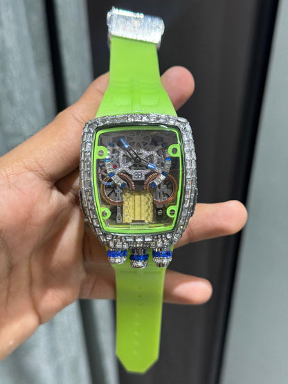 Jacob & Co. Bugatt i Silver Green Tourbillon Premium Quartz Watch
