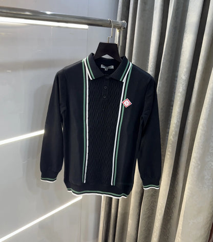 Casablanca Black Imported Knitted Polo T-Shirt