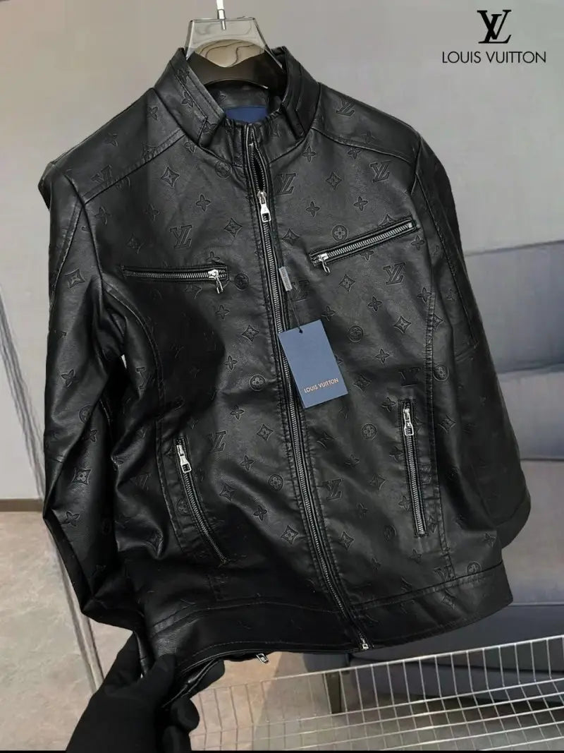 Louis_Vuitton Imported Turkey Leather Jacket Black