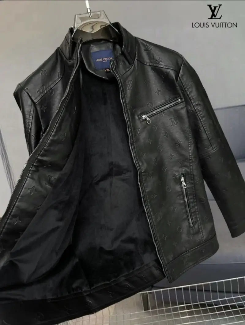 Louis_Vuitton Imported Turkey Leather Jacket Black