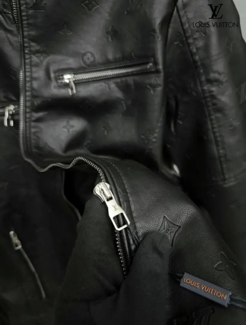 Louis_Vuitton Imported Turkey Leather Jacket Black