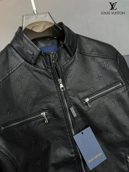 Louis_Vuitton Imported Turkey Leather Jacket Black