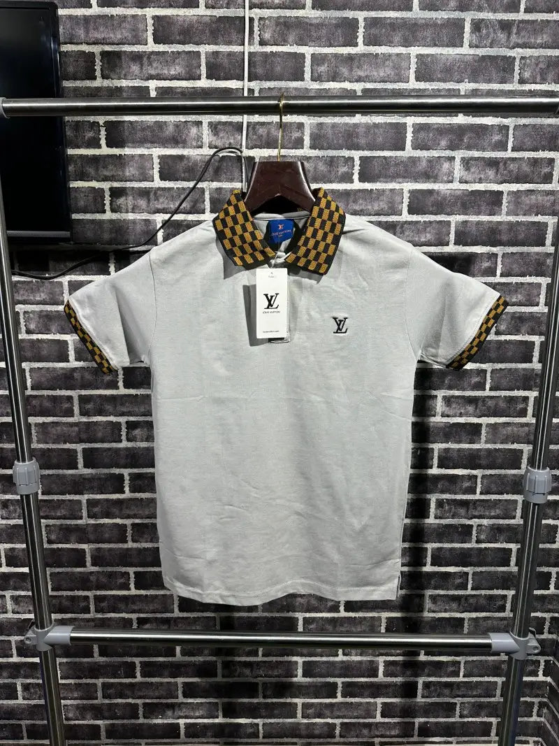 Louis Vuitton Printed Polo Tshirt Grey - (123)