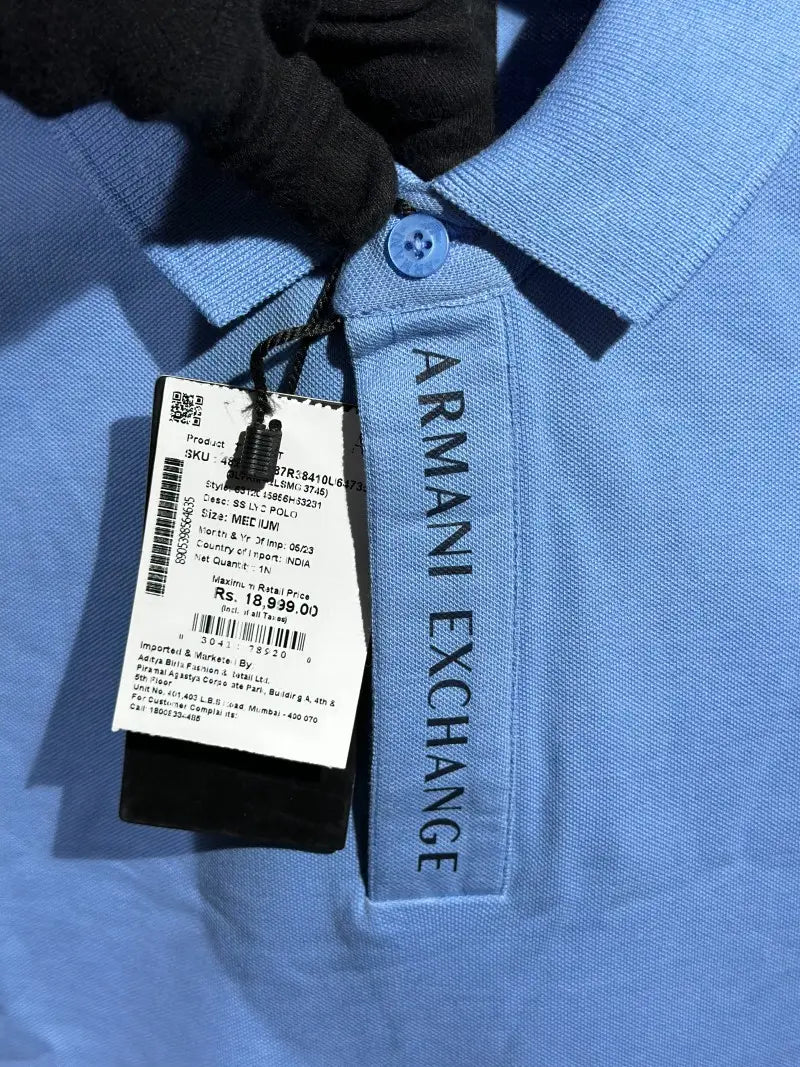 Emporio Armani Premium Polo Tshirt Sky Blue - (126)