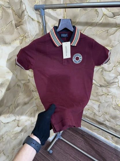 Burberry Premium Polo Tshirt Maroon - (115)