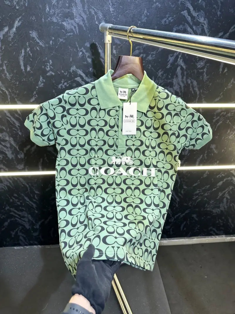 Coach Monogram Premium Polo Tshirt Green