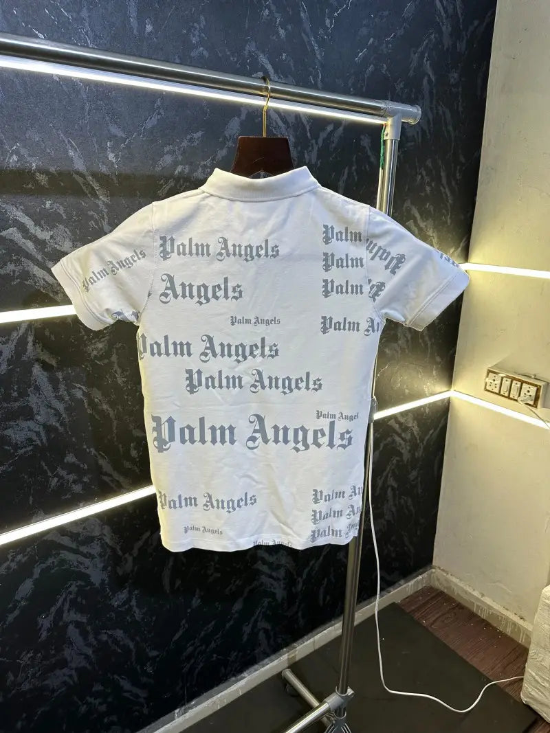 Palm Angels All Over Print Polo Tshirt White