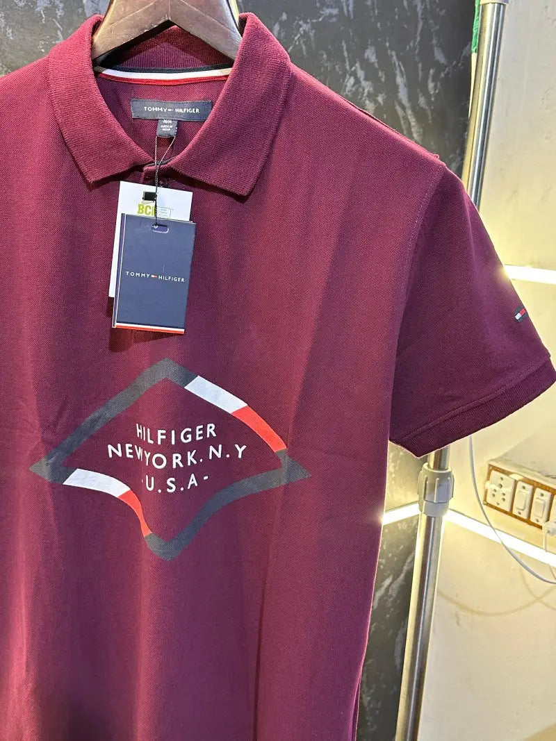 Tommy Hilfiger Premium Polo Tshirt Maroon
