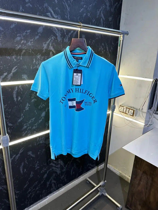 Tommy Hilfiger Premium Polo Tshirt Aqua Blue