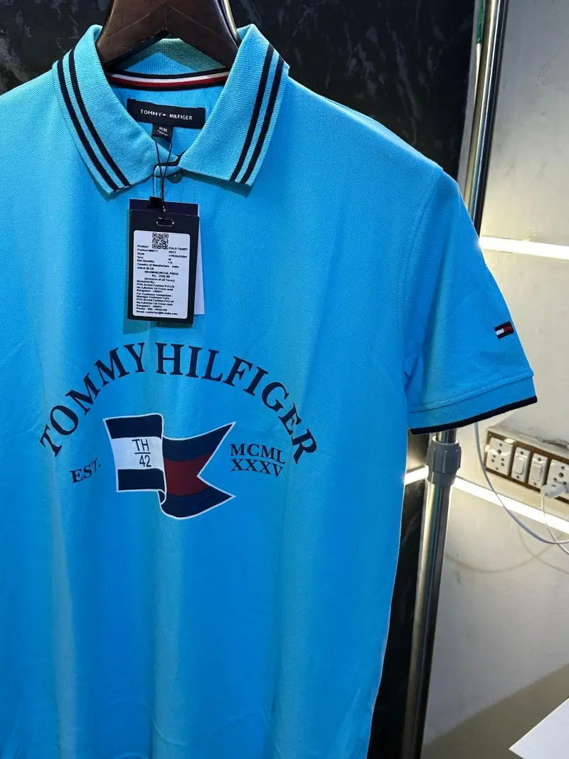 Tommy Hilfiger Premium Polo Tshirt Aqua Blue