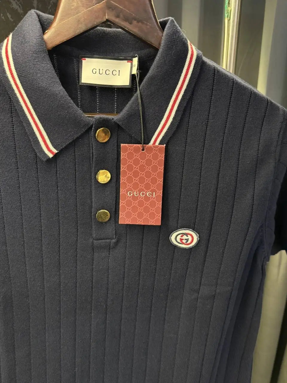 Gucc i Knitted Lycra Importer Polo Tshirt (Blue)