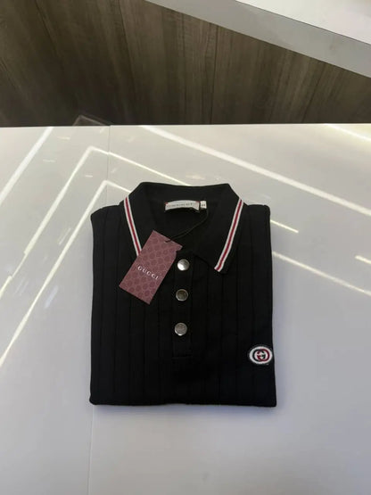 Gucc i Knitted Lycra Importer Polo Tshirt (Black)