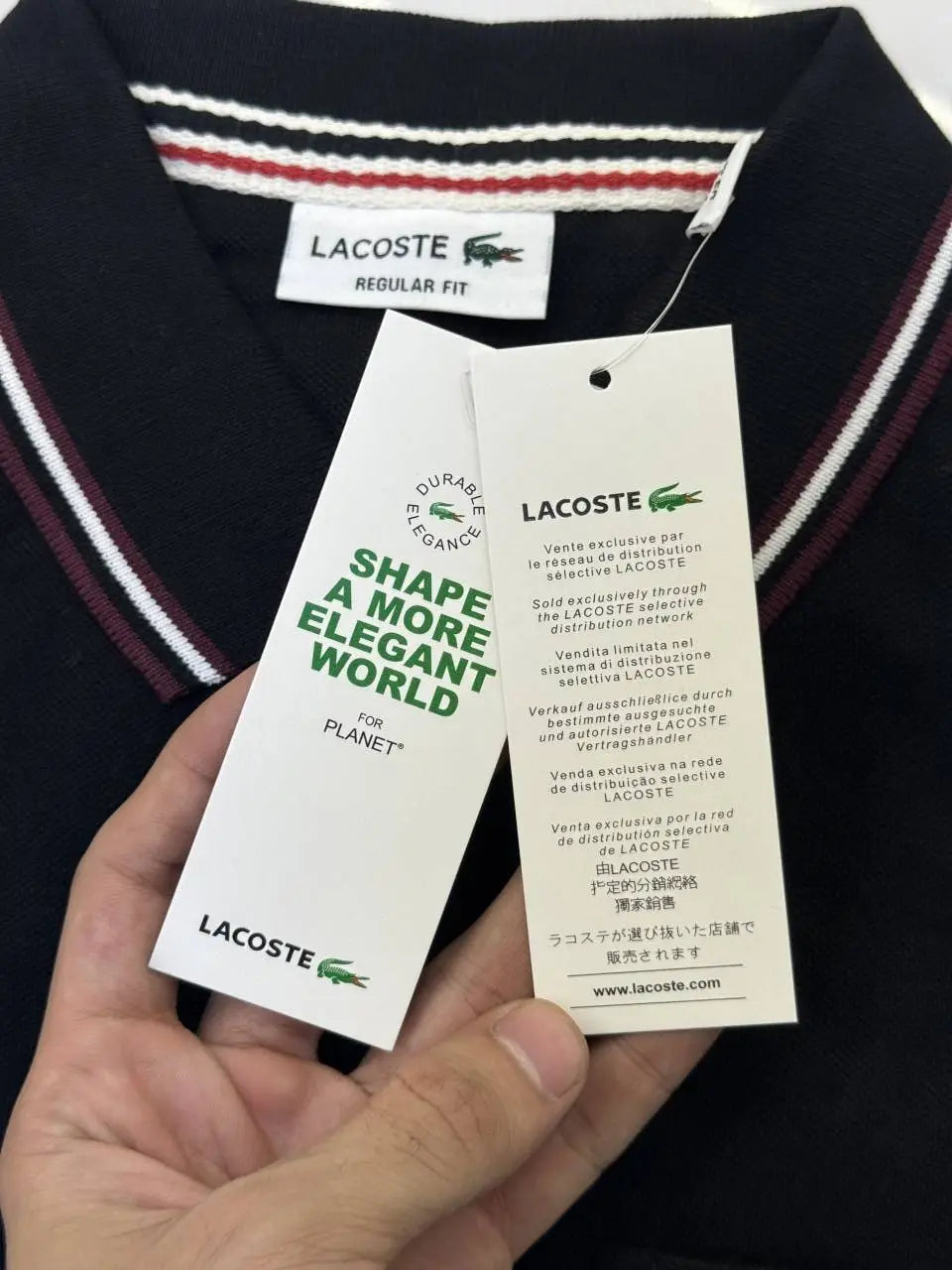 Lacost e Premium Polo Tshirt with Pocket (Black)