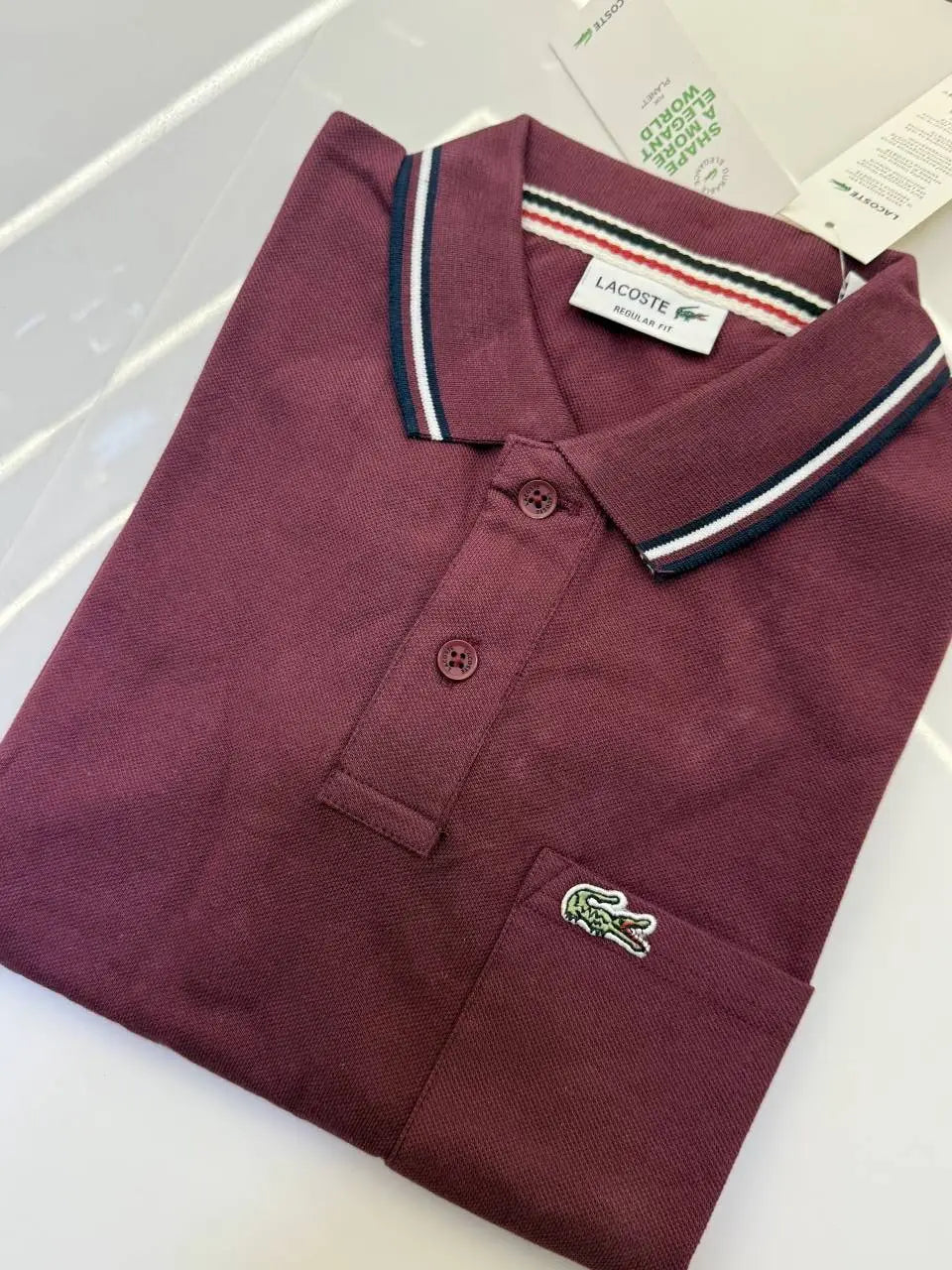 Lacost e Premium Polo Tshirt with Pocket (Maroon)