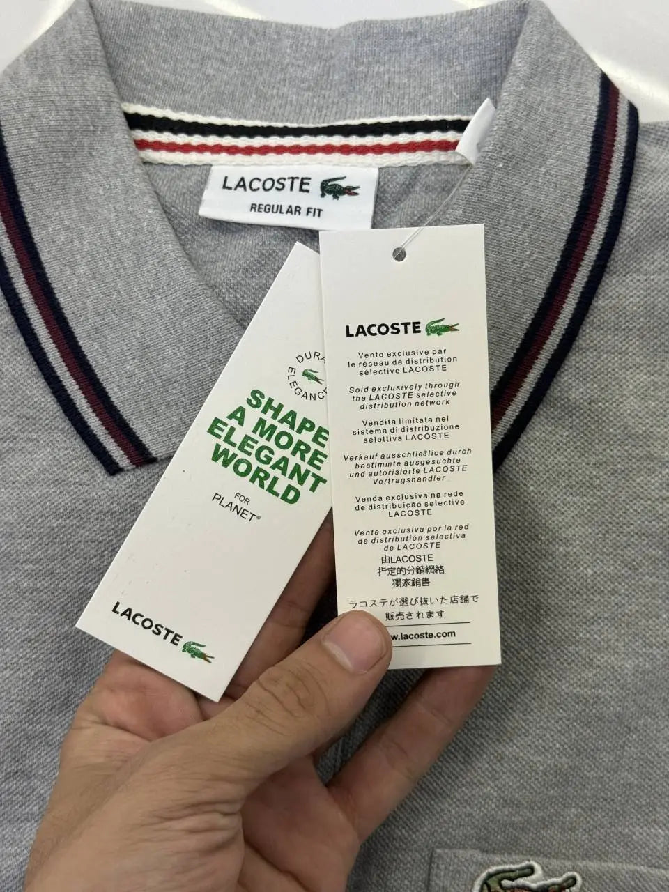 Lacost e Premium Polo Tshirt with Pocket (Grey)