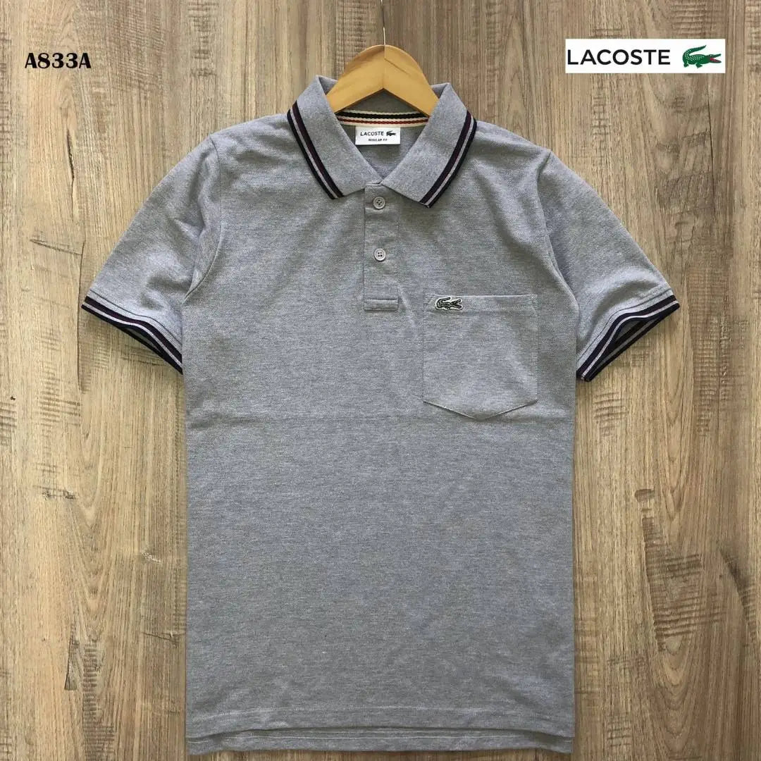 Lacost e Premium Polo Tshirt with Pocket (Grey)