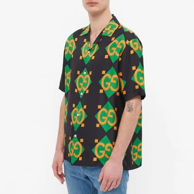 Gucc_i Geometric Bowling Print Shirt Store Article ( No Return No Exchange On This Product )