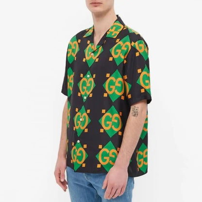 Gucc_i Geometric Bowling Print Shirt Store Article ( No Return No Exchange On This Product )