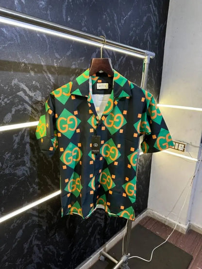 Gucc_i Geometric Bowling Print Shirt Store Article ( No Return No Exchange On This Product )