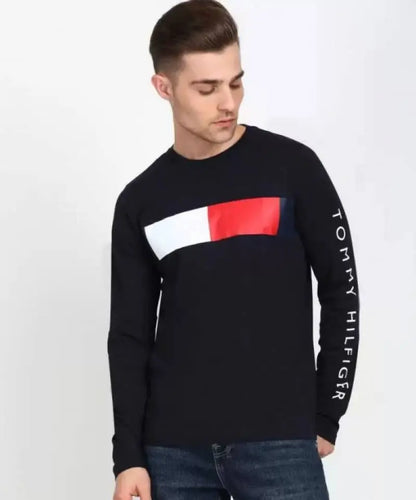 SALE Tommy_Hilfiger round neck full sleeve tshirt - (122) No Return No Exchange On This Product
