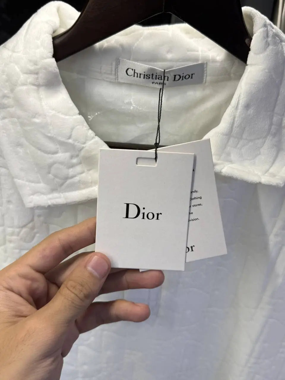 Christian Dio r Monogram Knitted Polo Tshirt (White)