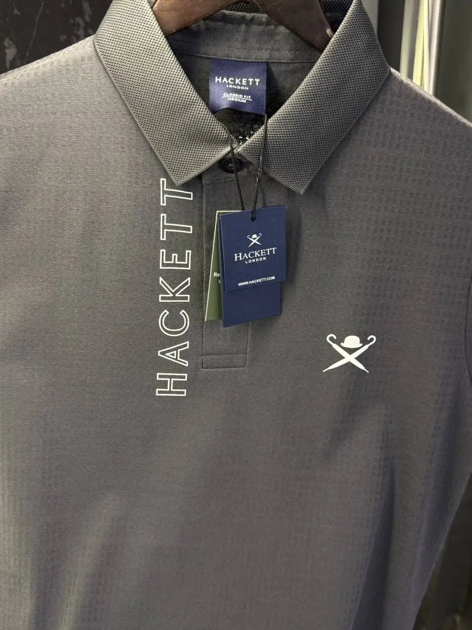 Hacket London Knitted Polo Tshirt (Dark Grey)