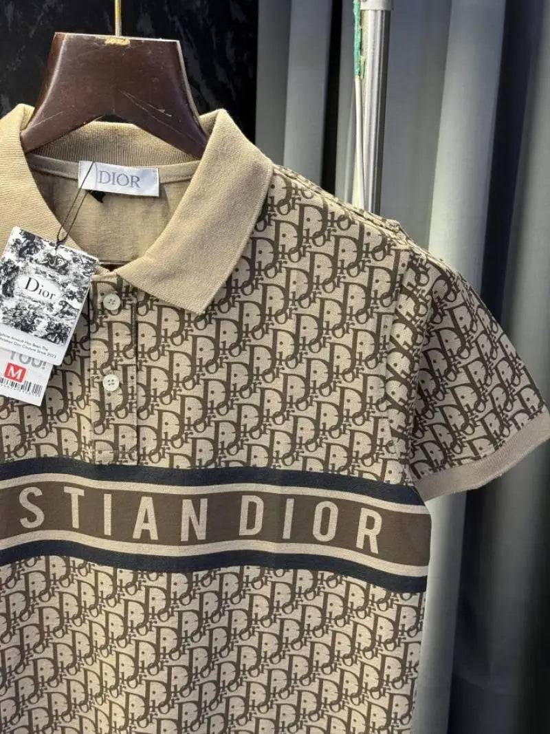 Christian Dio r Monogram Imported Polo Tshirt (Beige)