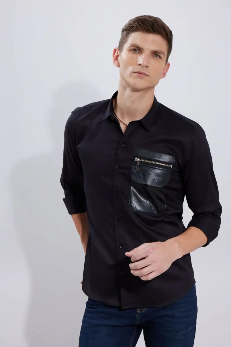 LOUIS_VUITTON STORE ARTICLE POCKET PRINT SHIRT BLACK