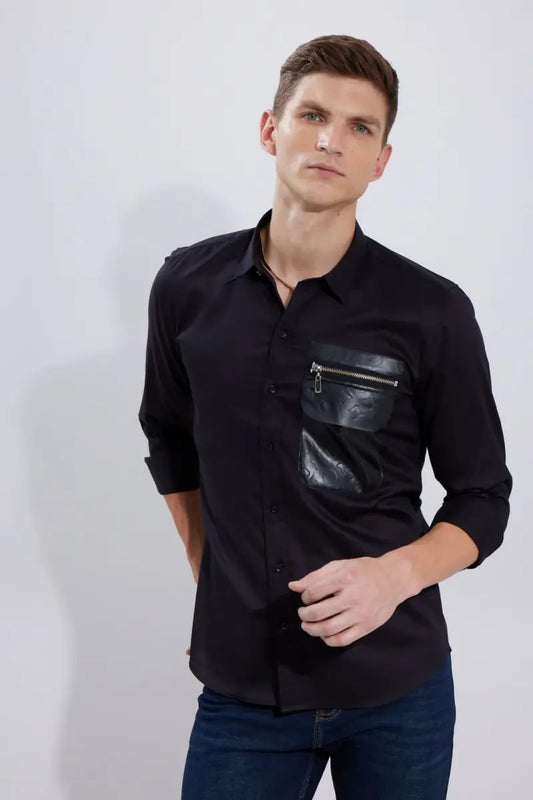 LOUIS_VUITTON STORE ARTICLE POCKET PRINT SHIRT BLACK