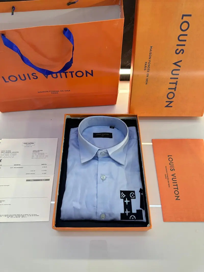 Louis Vuitto_n Store article shirt with OG Box packing Blue