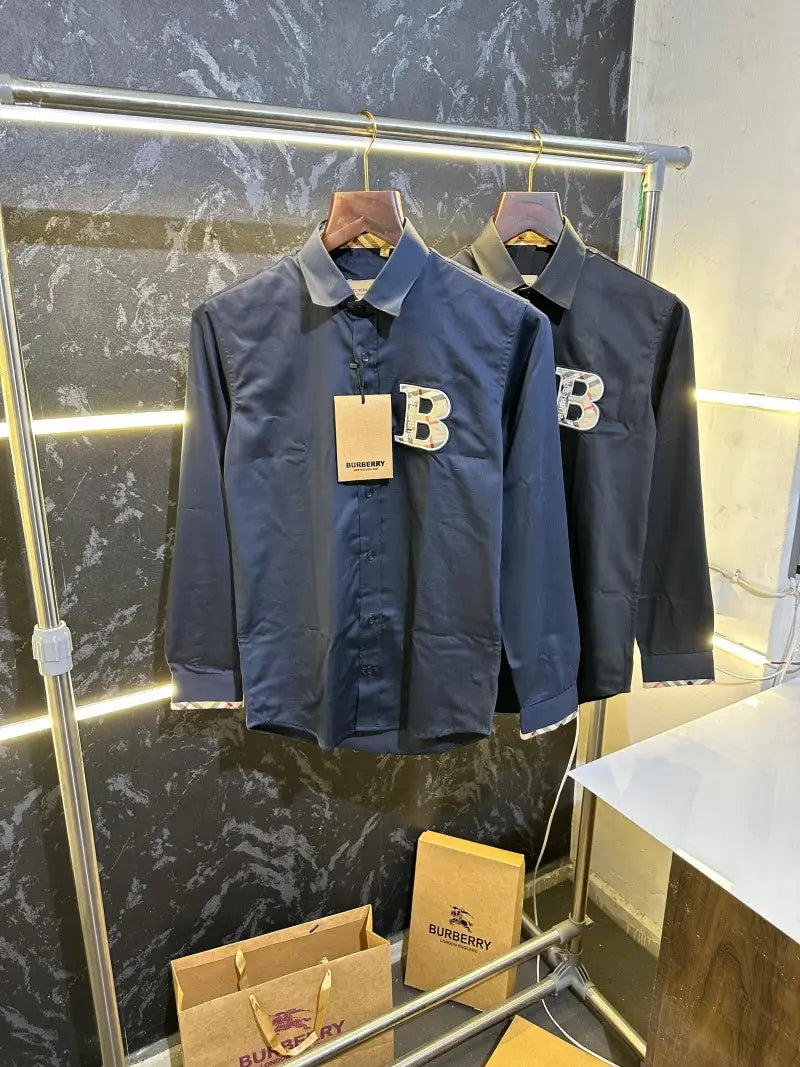 Burberr_y Premium Shirt With Box Packing Blue